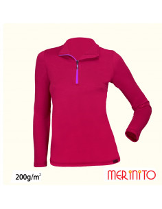Tricou dama  "Sport Zip" 100% merino 200 g 2
