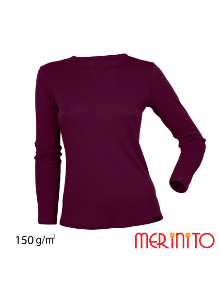 Tricou maneca lunga dama 100% merino 150g/mp