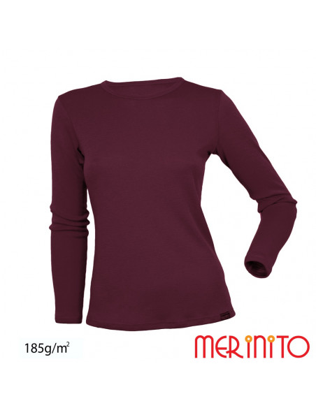 Tricou dama cu maneca lunga lana merinos 185