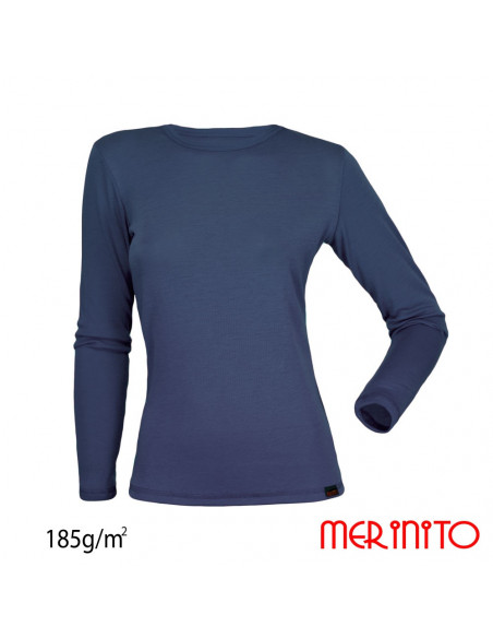 Tricou dama cu maneca lunga lana merinos 185
