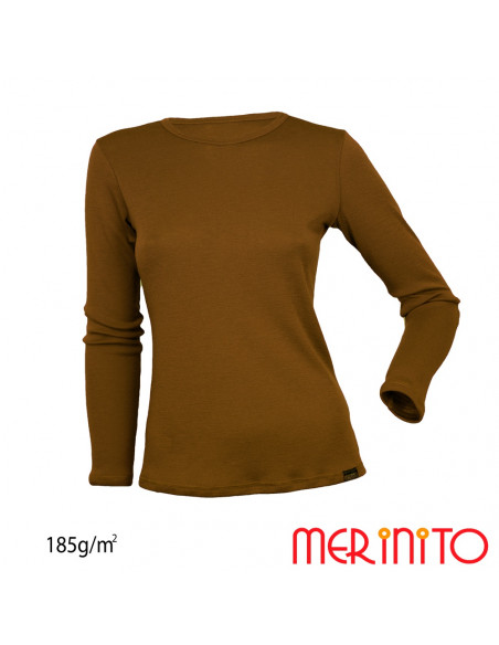 Tricou dama cu maneca lunga lana merinos 185 g