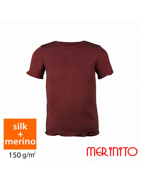 Tricou copii maneca scurta 70%matase 30%merino 150g/mp